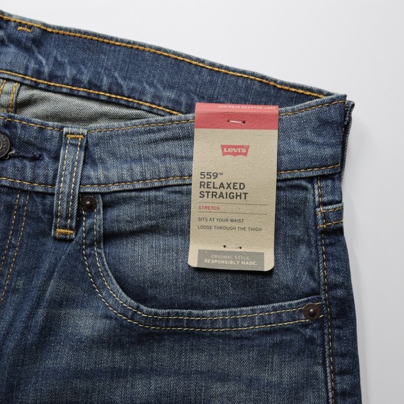 Levi's 559 Men's Relaxed Straight Comfort Stretch Denim Jeans Blue Size 33X32 - Picture 4 of 8